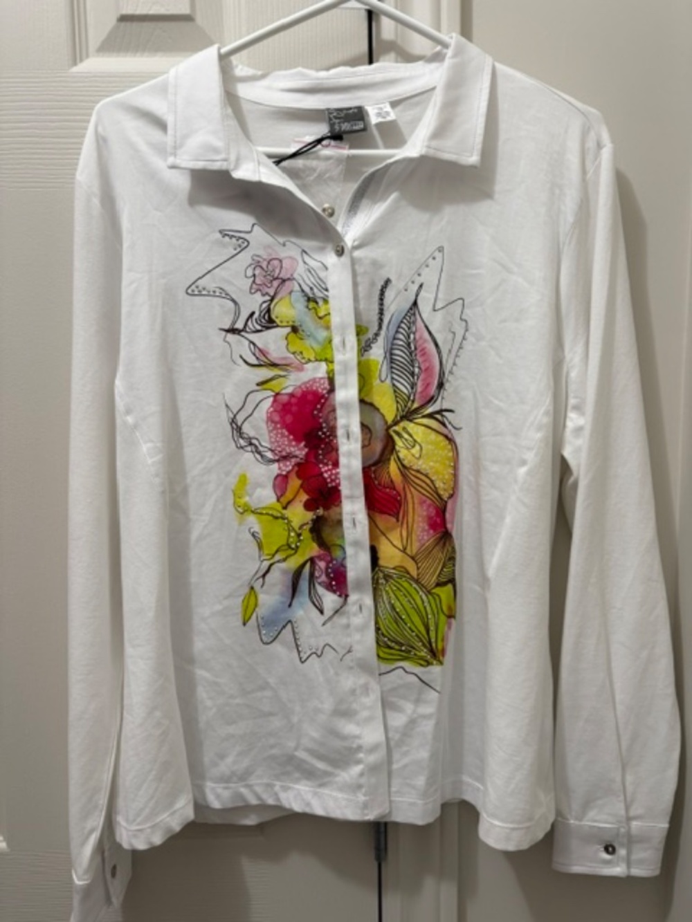 Simply Art by Dolcezza sz XXL blouse tunic 'Vivacity' white & multicolour BNWT